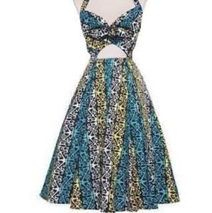 Renee Blue and Yellow Tiki Print